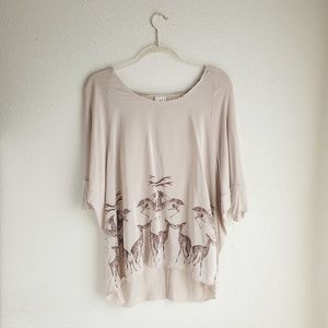 Anthropologie One Sept 1.9 silk jersey deer top S